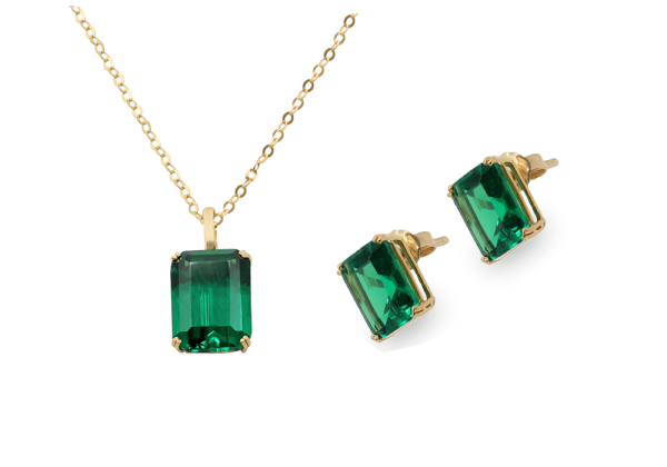 الجنوب الشرقي القدرة على التكيف كآبة  Set necklace and earrings Processed emeralds gold 18K